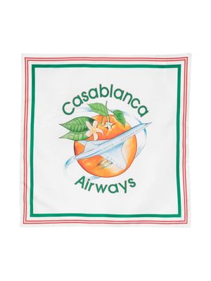 Casablanca Orbit Au Tour De L'Orange silk scarf - White