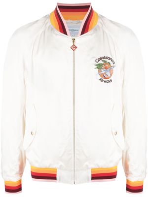 Casablanca Orbite Autour De L'Orange satin jacket - White