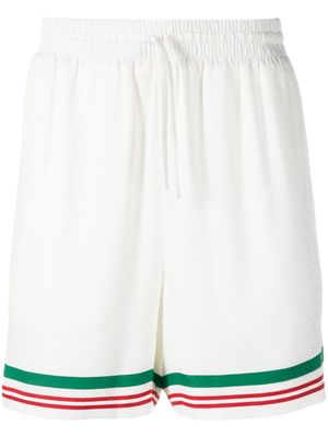 Casablanca Orbite Autour De L'Orange silk shorts - White