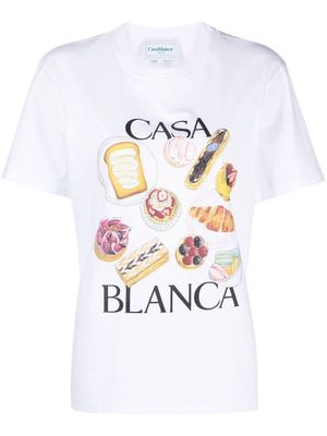 Casablanca Patisseries En Vol print T-shirt - White