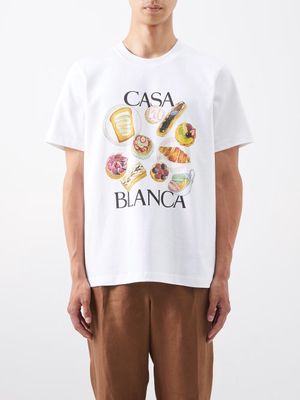 Casablanca - Patisseries-print Organic-cotton T-shirt - Mens - White Multi