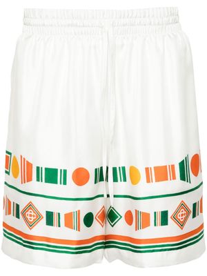 Casablanca Playful Eagle silk shorts - White