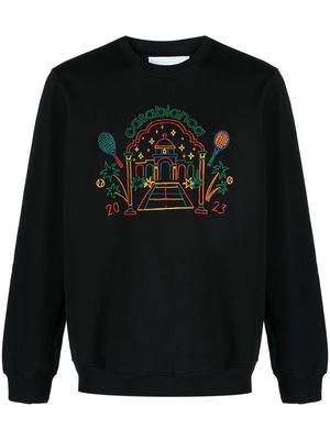 Casablanca Rainbow Crayon Temple organic-cotton sweatshirt - Black
