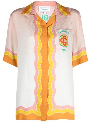 Casablanca Rainbow Monogram printed silk-jacquard shirt - Pink