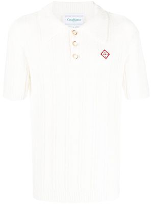 Casablanca ribbed-knit polo shirt - White