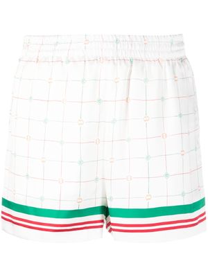 Casablanca stripe-pattern elasticated-waistband shorts - White