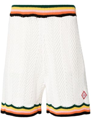 Casablanca striped chevron-knit shorts - White