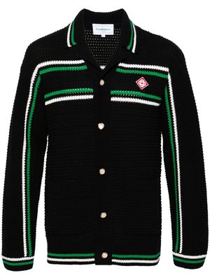 Casablanca striped crochet-effect cardigan - Black