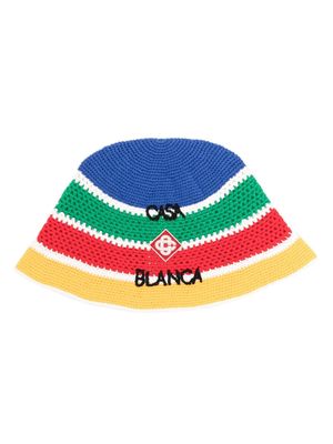 Casablanca striped crochet-knit bucket hat - Blue