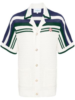 Casablanca striped crochet-knit shirt - White
