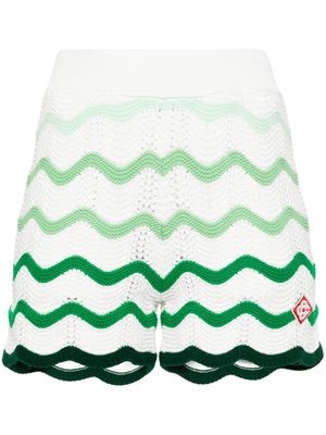Casablanca striped crochet-knit shorts - White