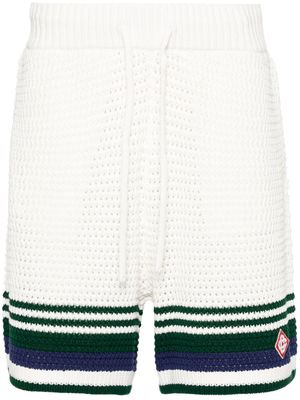Casablanca striped-edge crochet shorts - White