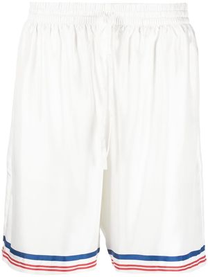 Casablanca striped-trim silk shorts - White