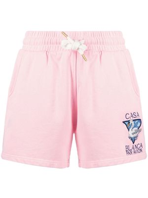 Casablanca swan patch shorts - Pink