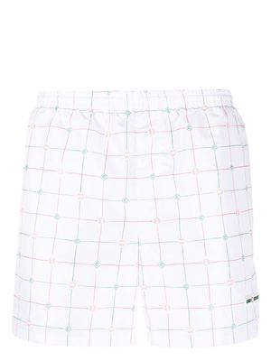Casablanca Tennis Check swim shorts - White