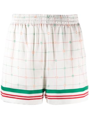 Casablanca Tennis Club check-print shorts - White