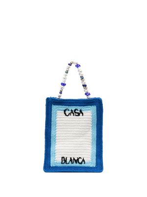 Casablanca Tennis Club crochet-knit tote bag - Blue