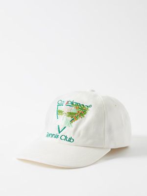 Casablanca - Tennis Club-embroidered Cotton Baseball Cap - Mens - Off White
