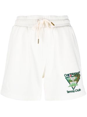 Casablanca Tennis Club icon-embroidered sweatshorts - White