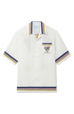 Casablanca Tennis Club Icon Silk Camp Shirt in White