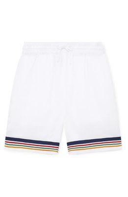 Casablanca Tennis Club Icon Silk Shorts in White
