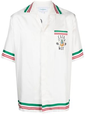 Casablanca Tennis Club Icon striped silk shirt - White