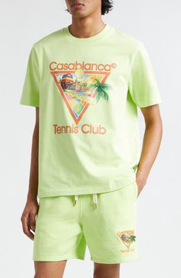 Casablanca Tennis Club Organic Cotton Graphic T-Shirt in Afro Cubism Tennis Club