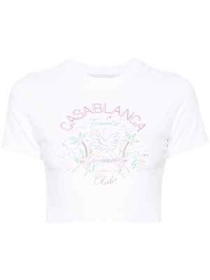 Casablanca Tennis Club-print baby T-shirt - White