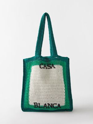 Casablanca - Tennis Crocheted Tote Bag - Mens - Green White