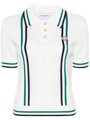 Casablanca Tennis stripe-detail polo top - White