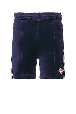 Casablanca Velour Laurel Shorts in Blue