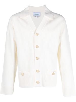 Casablanca wool-blend ribbed cardigan - White
