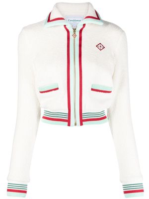 Casablanca zip-up cropped jacket - White