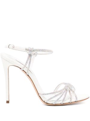 Casadei 110mm crystal-embellished leather sandals - White