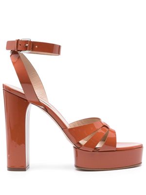 Casadei Betty 120mm platform leather sandals - Orange