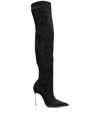 Casadei Blade 110mm thigh-high suede boots - Black