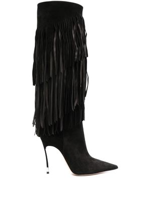 Casadei Cassidy 110mm fringed suede boots - Black
