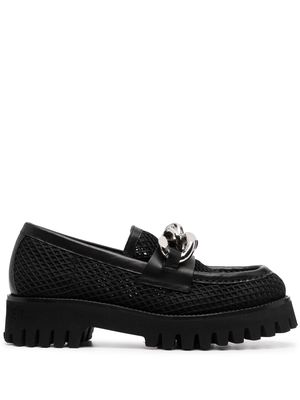 Casadei chain-trim leather loafers - Black