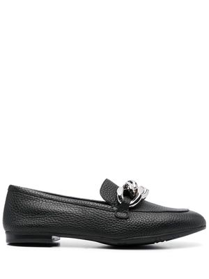 Casadei chunky chain-link leather loafers - Black
