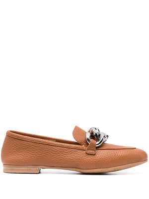 Casadei chunky chain-link leather loafers - Brown