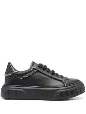 Casadei crystal-embellished leather sneakers - Black