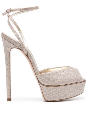 Casadei Flora Jolly 140mm glitter sandals - Gold