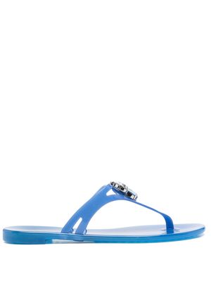 Casadei Jelly crystal-embellished flip flops - Blue