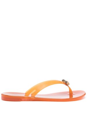 Casadei Jelly crystal-embellished flip flops - Orange