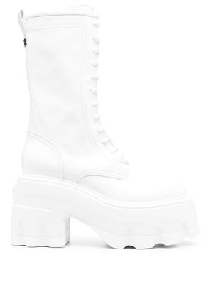 Casadei platform lace-up leather boots - White