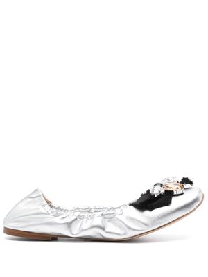 Casadei Queen Bee leather ballerina shoes - Silver