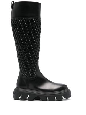Casadei quilted leather boots - Black