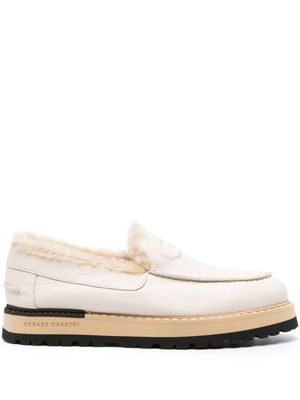 Casadei shearling-lined leather loafers - Neutrals