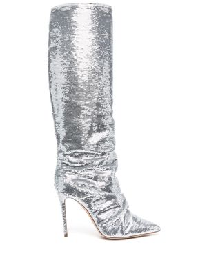 Casadei silver-tone sequin boots - Grey
