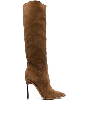 Casadei suede pointed-toe 100mm boots - Brown